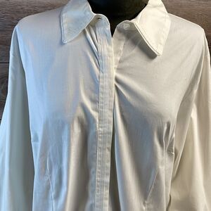 Sag Harbor Strtch Woman’s Button Up Blouse, Size 1X, White
